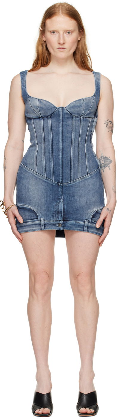 Šaty Off-White Blue Upside Down Denim Minidress Modrá | OWYM030S24DEN0014000, 0