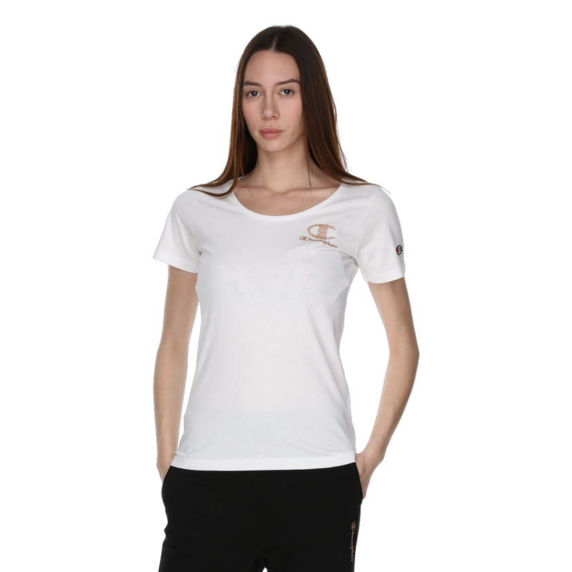 Tričko Champion Short-Sleeve Logo Crewneck T-Shirt Biela | 118190-WW001
