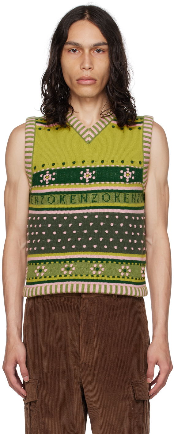 Sveter KENZO Paris Fairisle Vest Zelené | FD65PU4083CF, 0