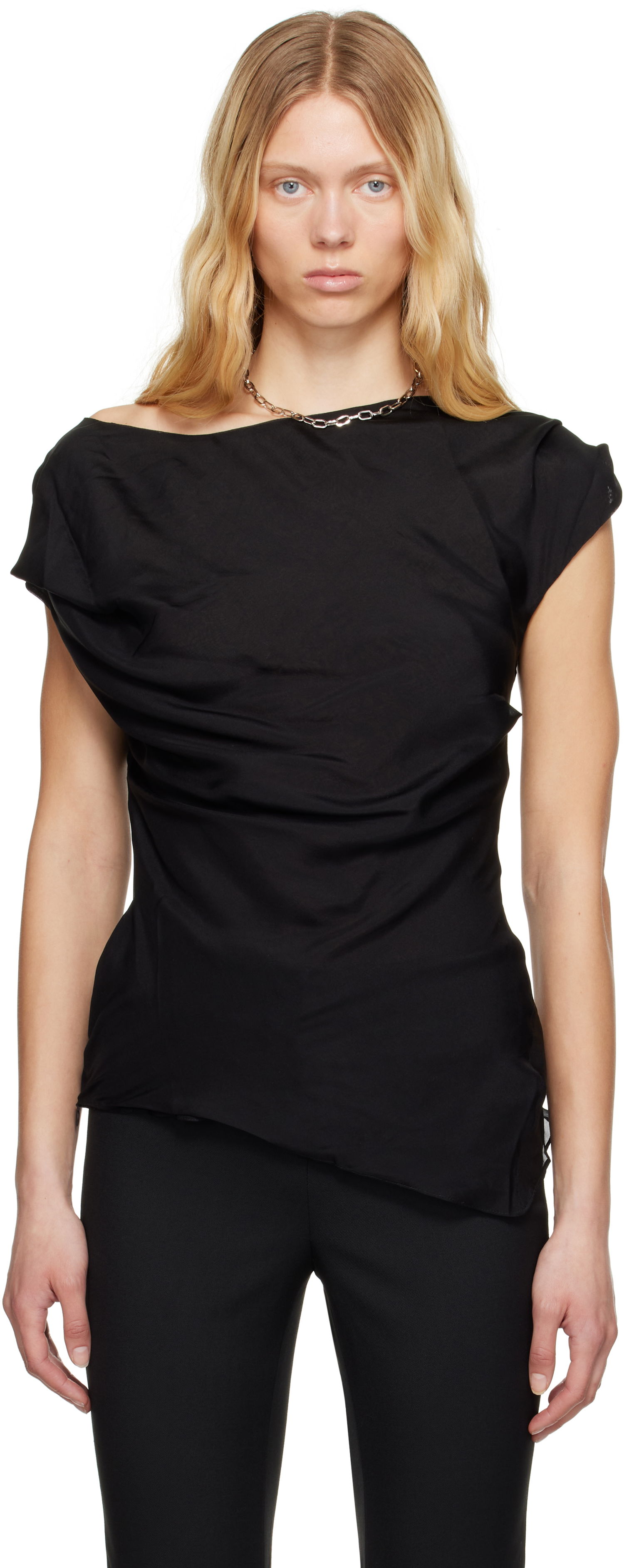 Tielko Entire Studios Twist Blouse Čierna | ESW-S25-8006-RA, 0