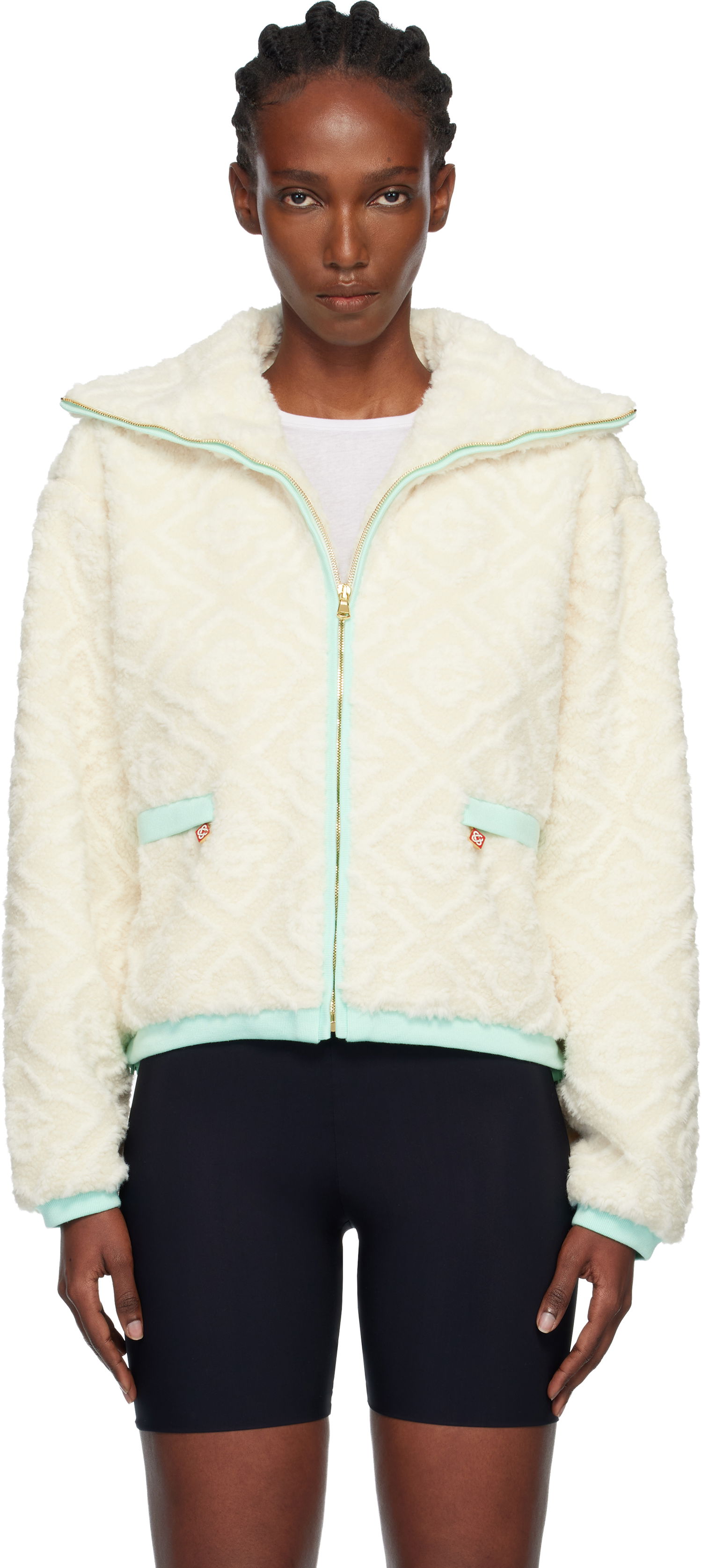 Bunda Casablanca Monogram Jacquard Fleece Jacket Biela | WPF25-JK-390-01, 0
