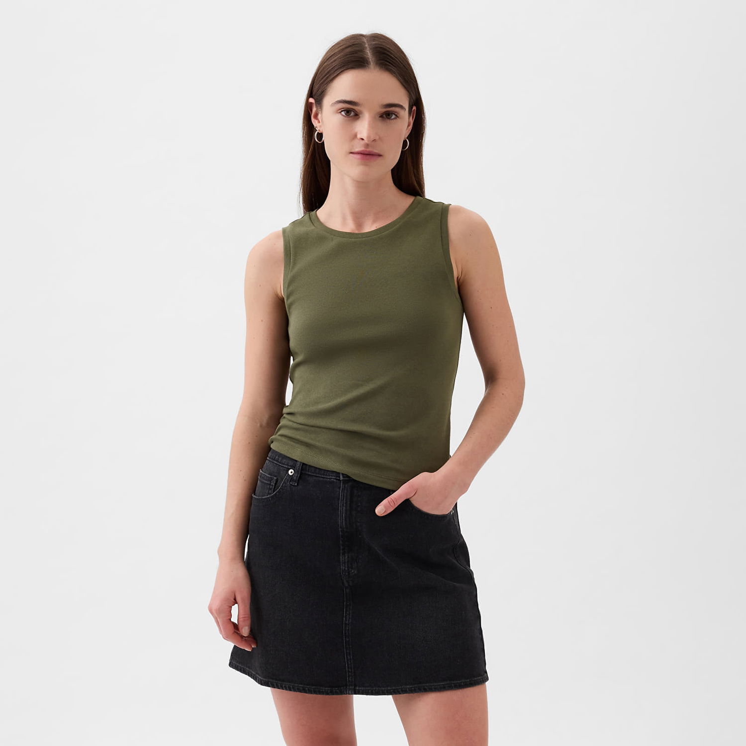 Tielko GAP Sleeveless Modal Shell Olive Night Zelené | 540735-11, 0