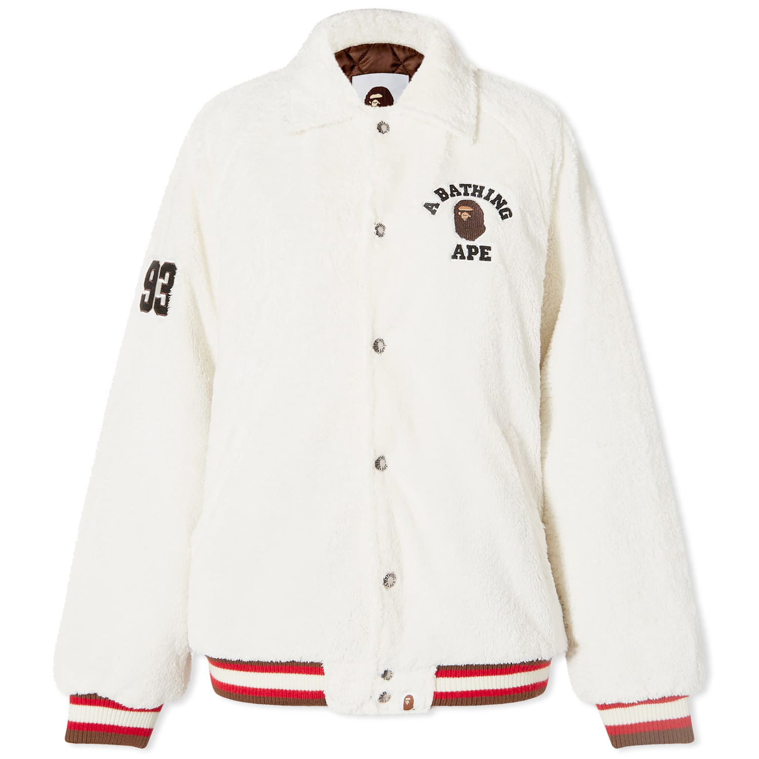 Bomber bunda BAPE A Bathing Ape College Boa Varsity Jacket Ivory Biela | 001HJJ802005L-IVO, 0