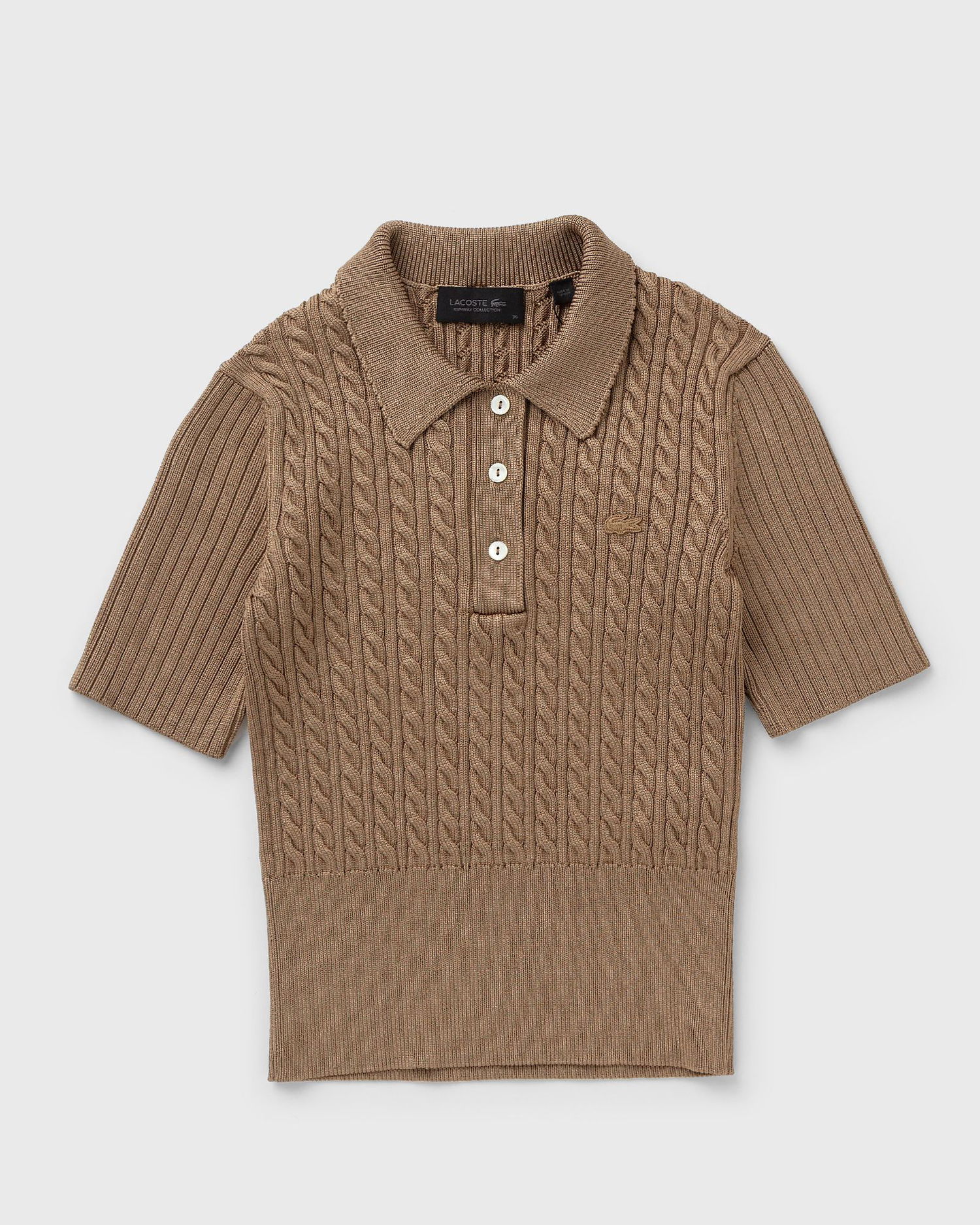 Sveter Lacoste Cable Knit Polo Sweater Hnedá | AF3667-52I, 1