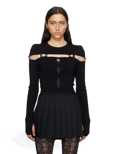 Sveter Versace Jeans Couture Cutout Sweater Čierna | E75HAFM51_ECM29H