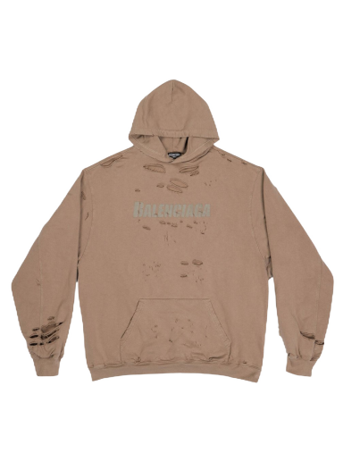 Mikina Balenciaga Caps Destroyed Oversize Fit Hoodie Béžová | 659403TKVB67185