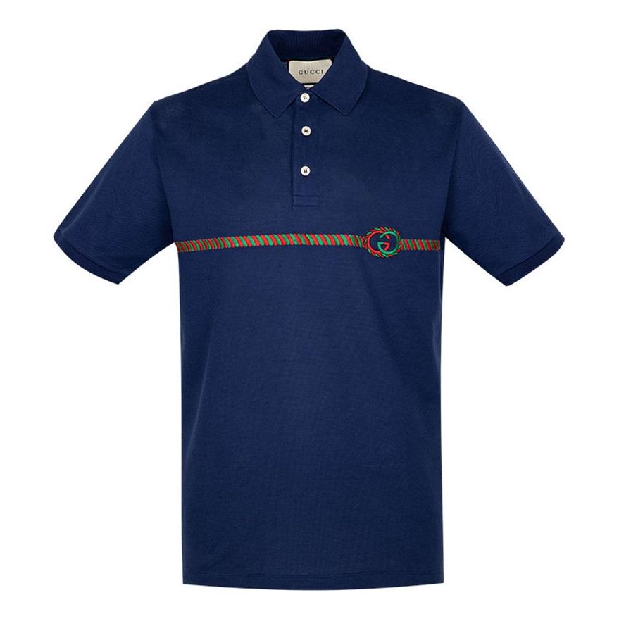 Polo tričko Gucci Logo-Embroidered Polo Modrá | 598957-XJB0V-4684, 0