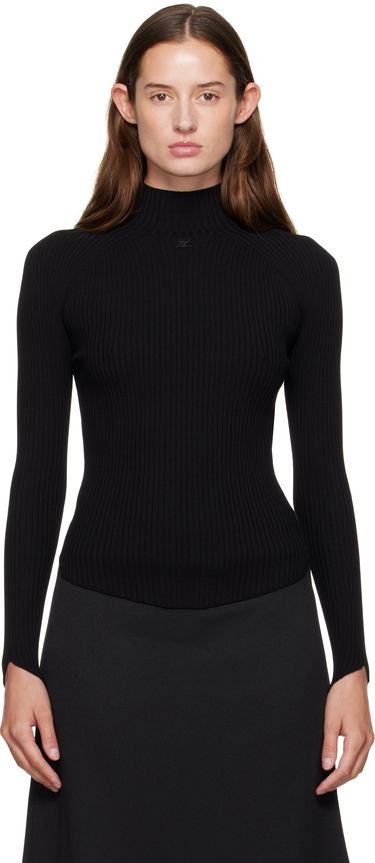Sveter Courrèges Courrèges Ribbed Mock Neck Sweater Čierna | 325MPU251FI0001, 0