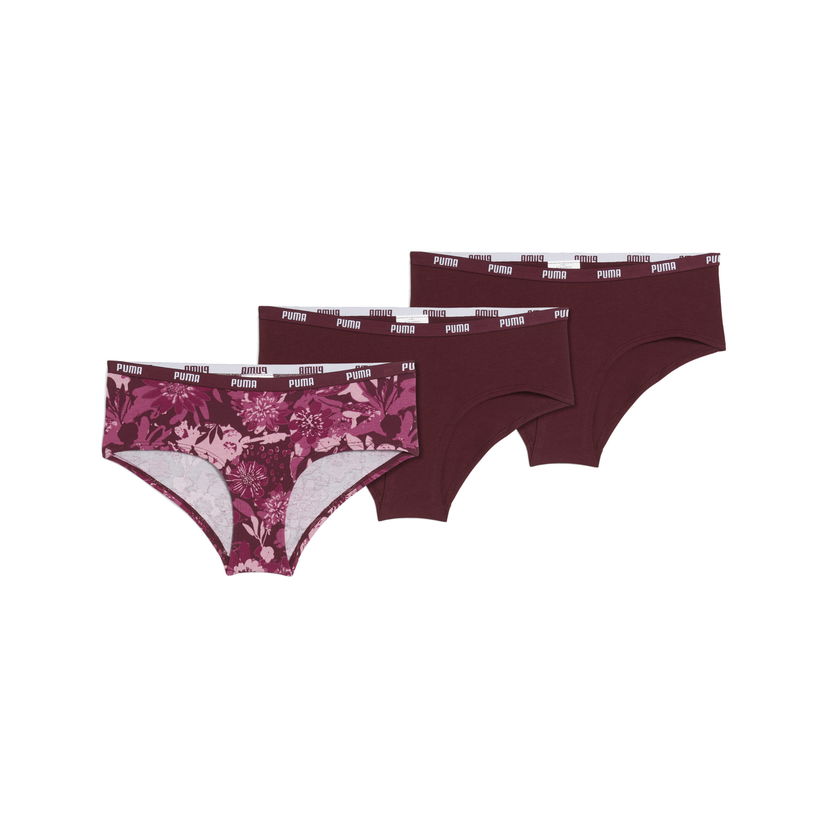 Nohavičky Puma Women's Hipster PUMA 3-Pack Vínová | 947302_01