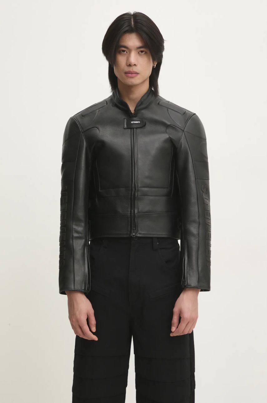 Bunda VETEMENTS VETEMENTS Racing Logo Leather Jacket Čierna | UA66JA210B, 0