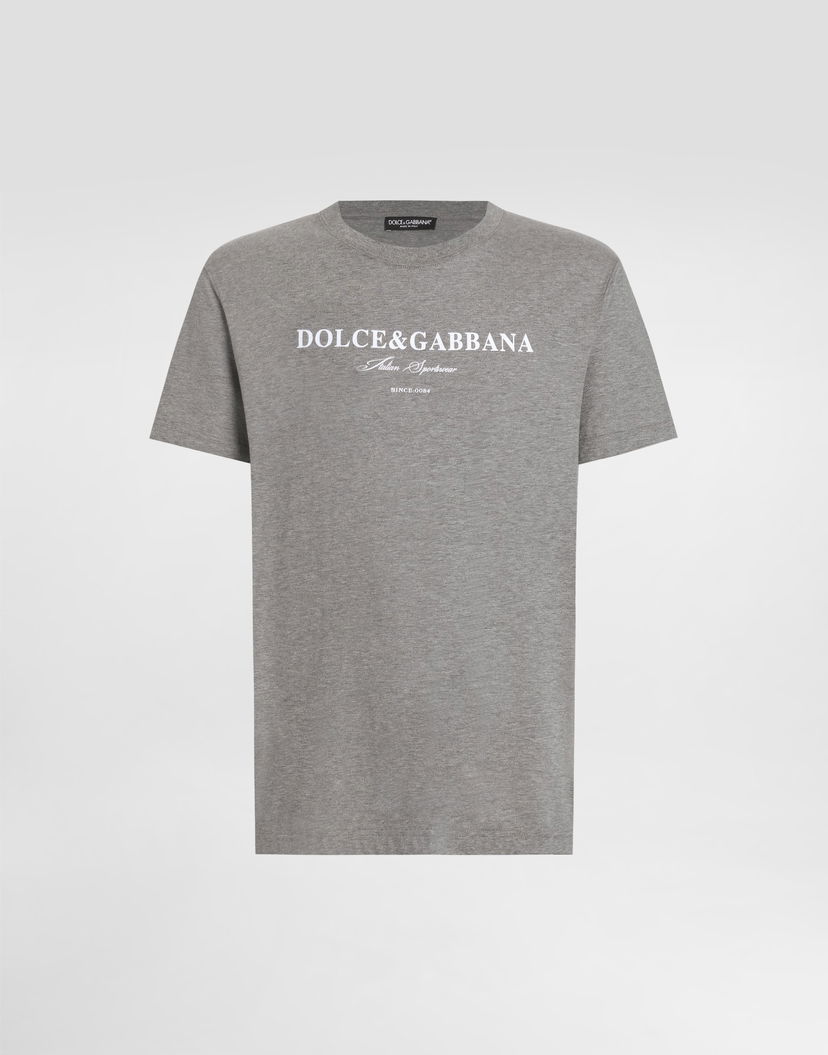 Tričko Dolce & Gabbana Dolce & Gabbana Cotton T-Shirt with Logo Print Šedá | G8RN8TG7O9YS8291
