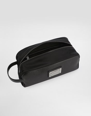 Cestovná taška Dolce & Gabbana Dolce & Gabbana Grainy Calfskin And Nylon Toiletry Bag Čierna | BT0989AD4478B956, 3