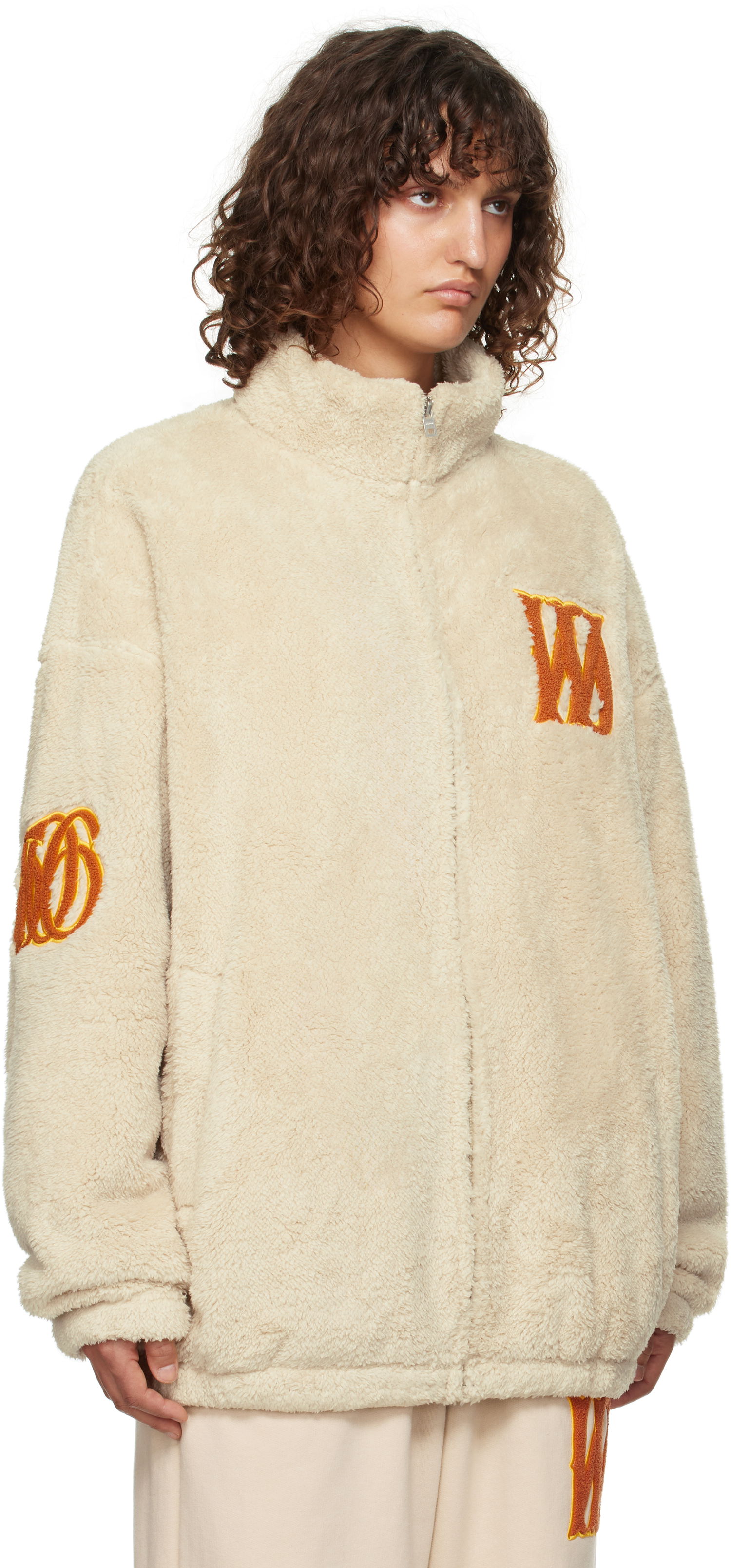 Mikina We11done We11done Bouclé Logo Fleece Jacket Béžová | WD-TJ3-24-821-U-BG, 1