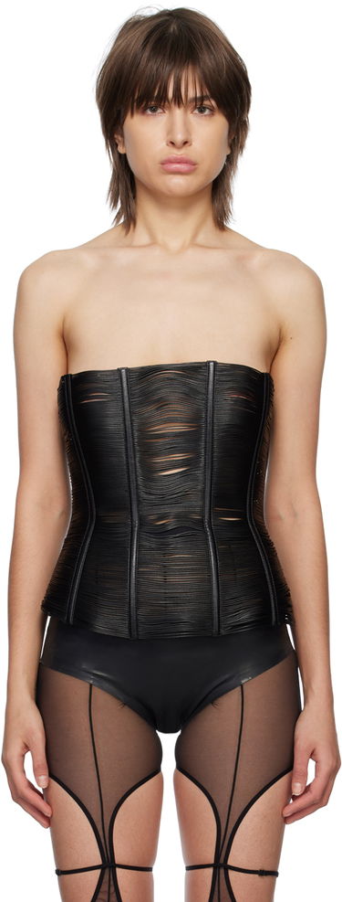 Podprsenka Miaou Miaou Hannah Jewett Flux Faux-Leather Corset Čierna | 7088VLBLK, 0