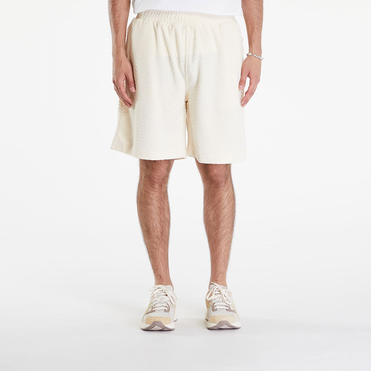 Šortky Pleasures Zen Terry Shorts Off White Biela | P24SU038 WHITE, 0