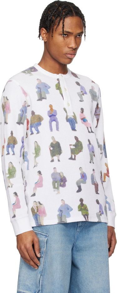 Sveter JW Anderson JW Anderson Printed Waffle Henley Biela | JO0260-PG1737, 1