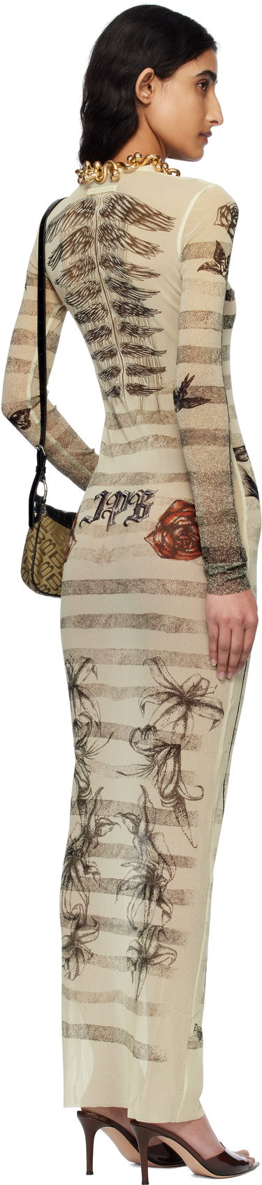 Šaty Jean Paul Gaultier Jean Paul Gaultier Tattoo Marinière Maxi Dress Béžová | 25/34-F-RO396-T585-030030, 2