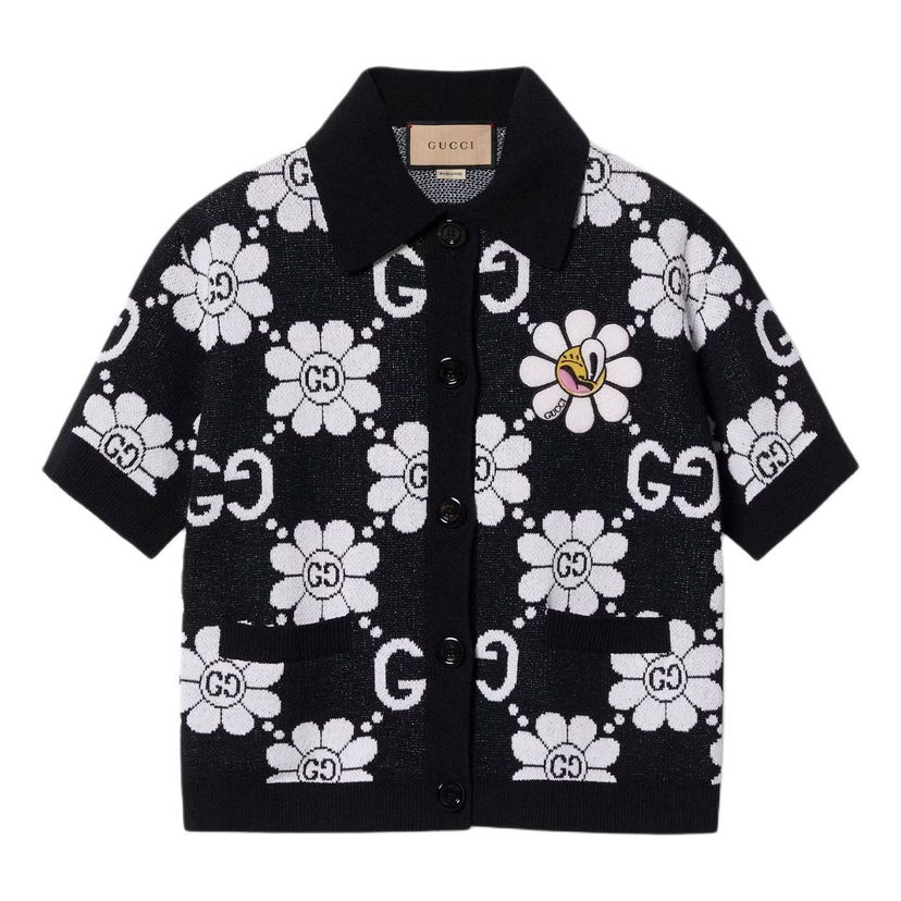 Sveter Gucci GG Flower Cotton Jacquard Cardigan Čierna | 782223-XKDZ2-1080