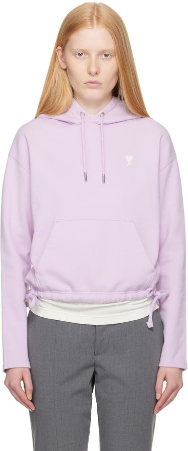 Mikina AMI AMI Paris Ami de Coeur Cropped Hoodie Fialová | FSW260.730, 0