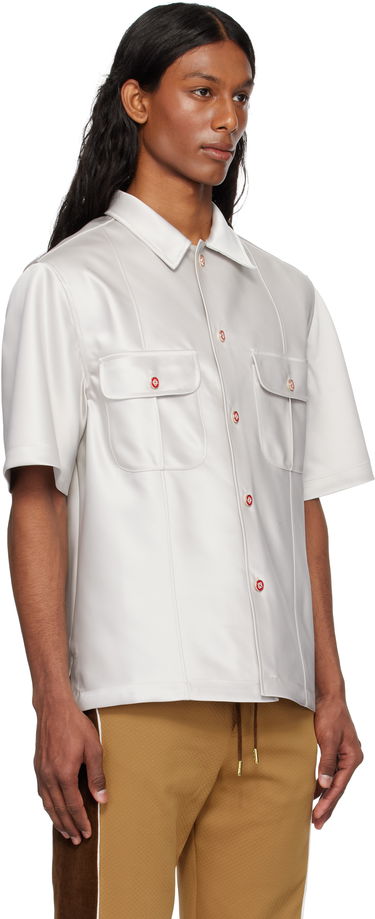 Košeľa Casablanca Casablanca Short Sleeve Satin Shirt Biela | MS25-SH-169-01, 1