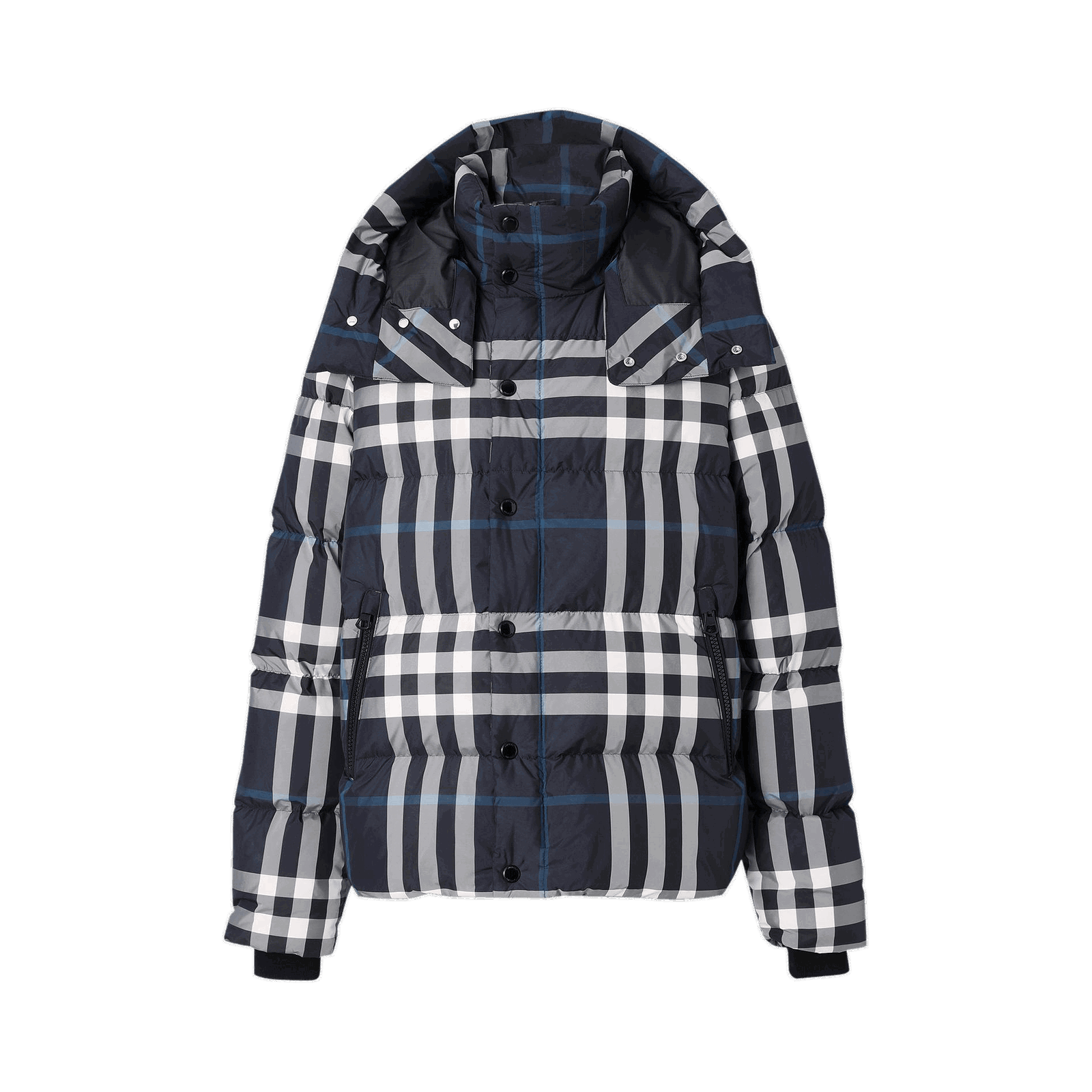 Detachable Hood Night Check Puffer Jacket