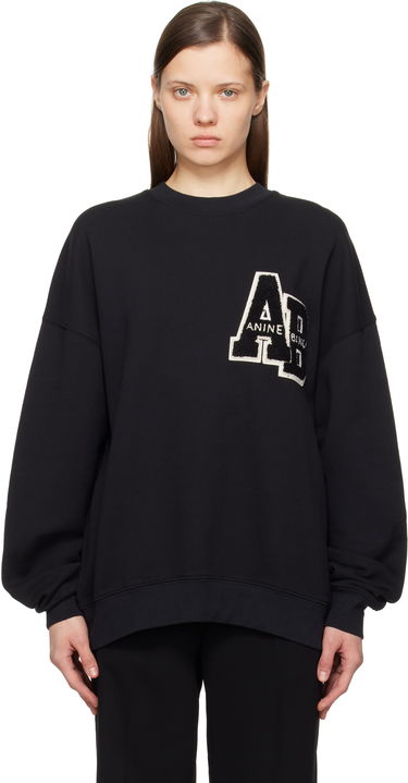 Sveter Anine Bing Anine Bing Miles Oversized Letterman Sweatshirt Čierna | A-08-10074-BLK1, 0