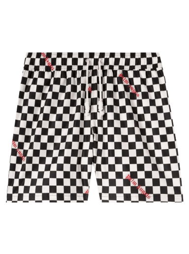 Plavky Palm Angels Damier Print Swim Short Čierna | PMFA011F22FAB0021025