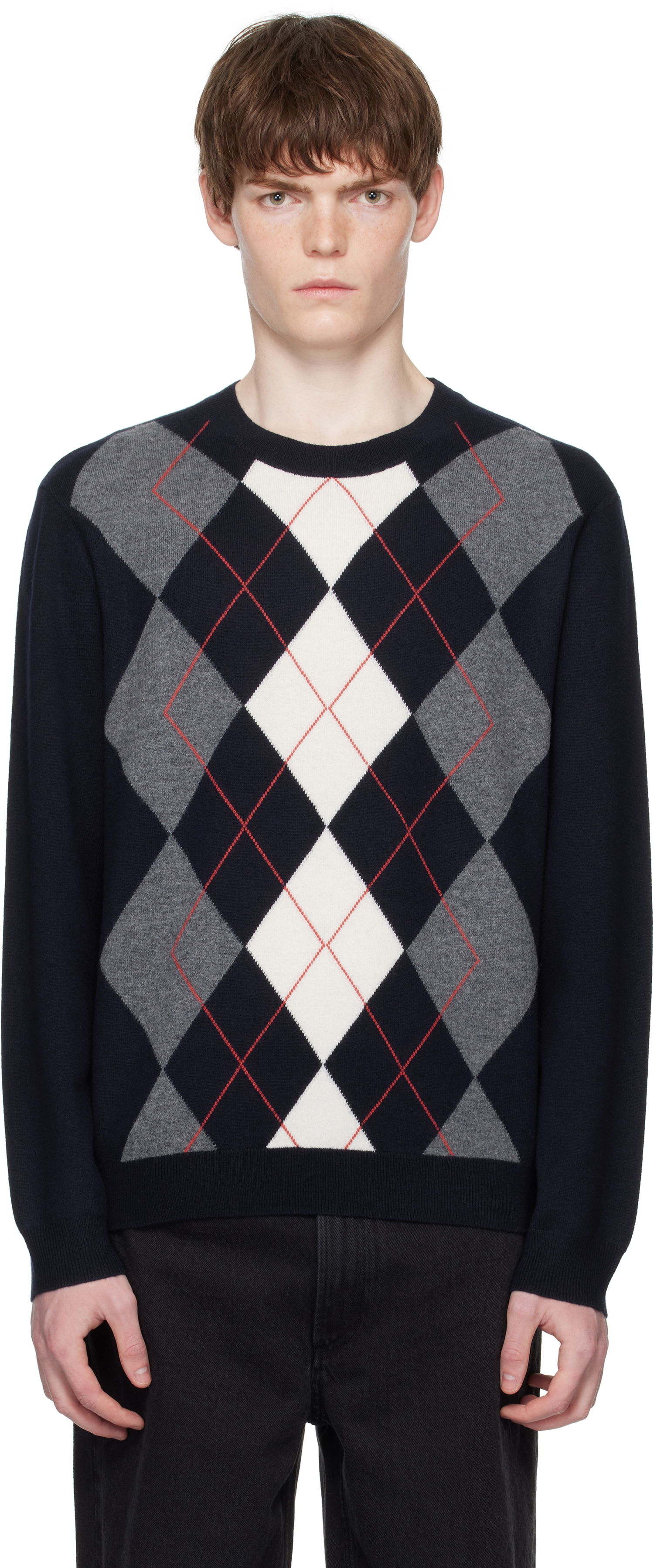 Sveter A.P.C. A.P.C. Evan Argyle Sweater Navy | WVBDR-H23419, 0