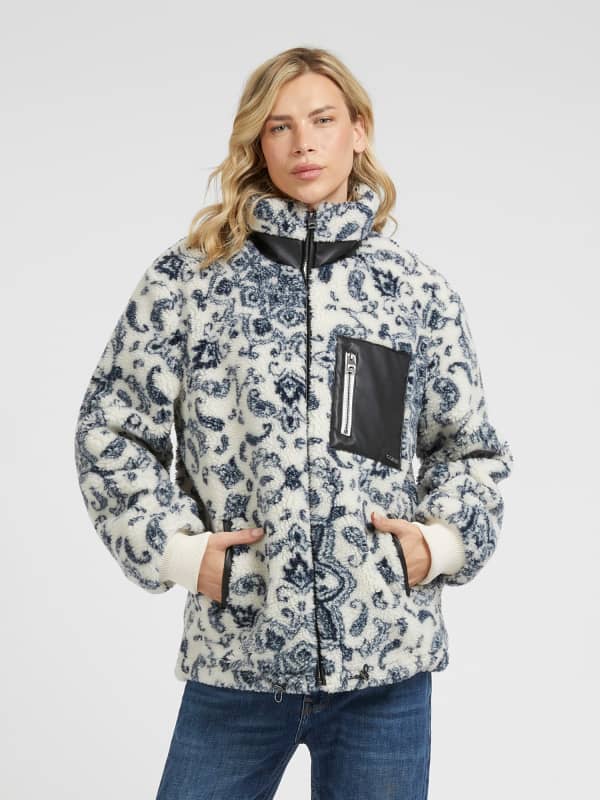 Parka GUESS Bandana Print Sherpa Biela | M3BL16WFSH2, 0