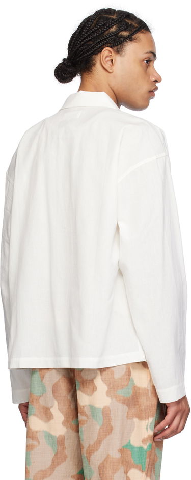 Košeľa YMC Embroidered Linen Shirt Biela | P2WAE, 2