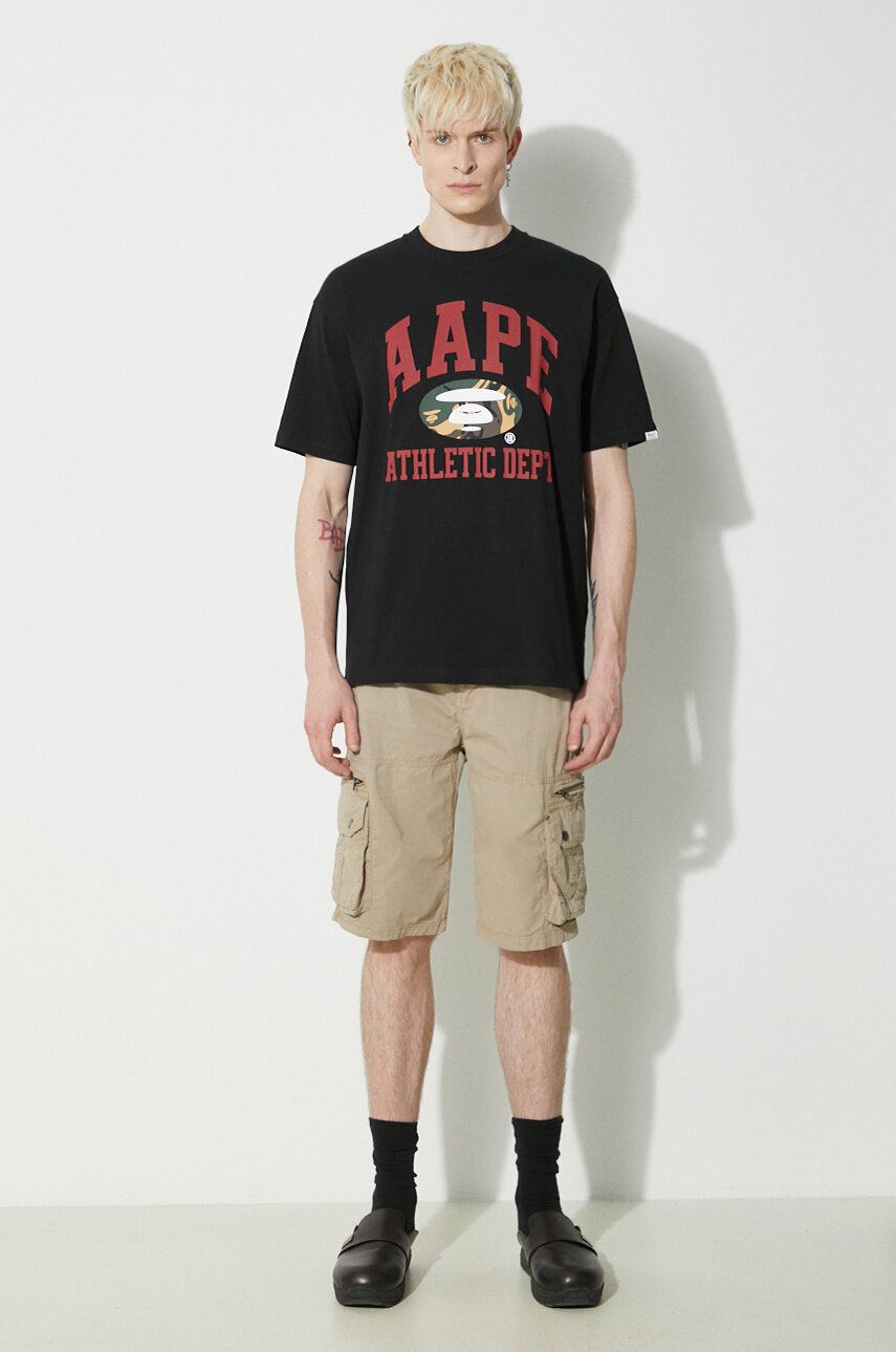 Tričko AAPE by A Bathing Ape AAPE College Theme Graphic T-Shirt Čierna | ALT1390, 1