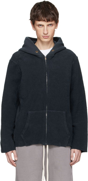 Mikina LES TIEN Heavyweight Inside Out Raw Zip Hoodie Navy | CF-1151-IO-PD, 0