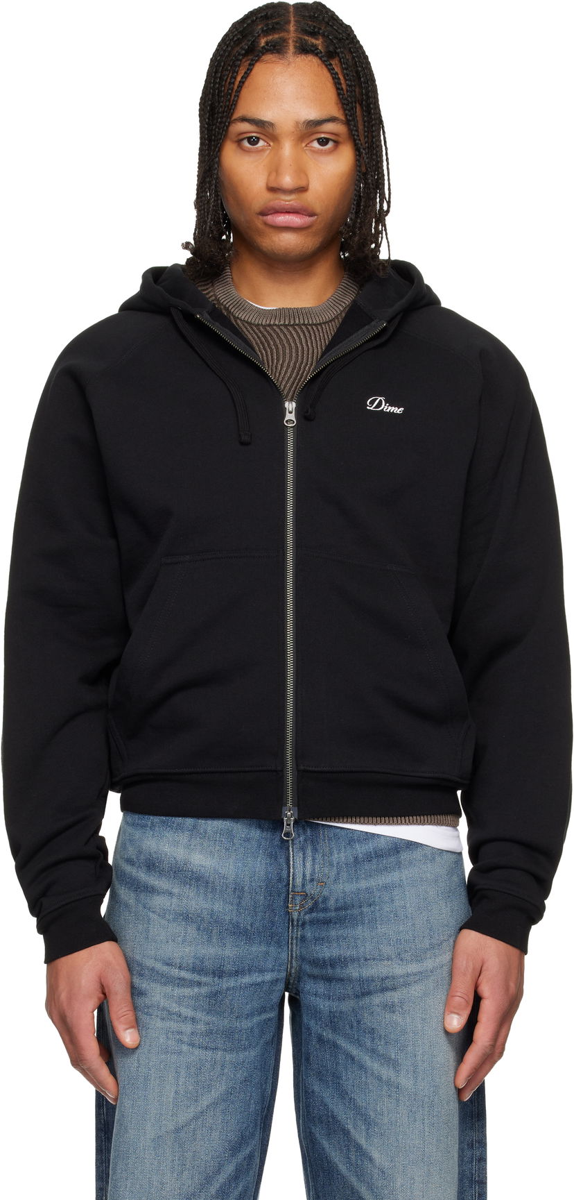 Mikina Dime Cursive Small Logo Zip Hoodie Čierna | DIMEHO2558BLK