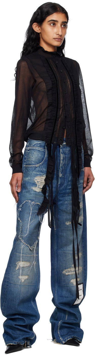 Košeľa Ann Demeulemeester Ann Demeulemeester Monya Sheer Ruffle Blouse Čierna | B0012852-KN008-099, 3