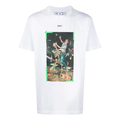 Tričko Off-White Painting Print Short Sleeve T-Shirt Biela | OMAA027F20FAB0170155