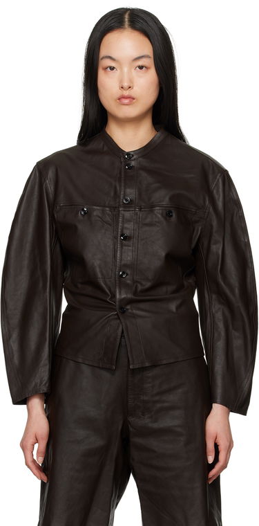 Košeľa LEMAIRE Lemaire Curved Sleeve Leather Jacket Hnedá | JA1045 LL0068, 0