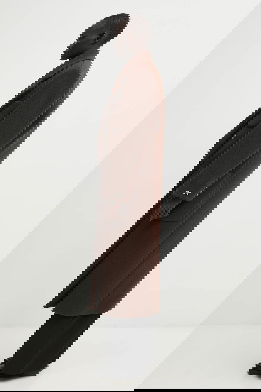 Kabáty Lacoste Long Textured Wool Coat Hnedá | BF5306, 0