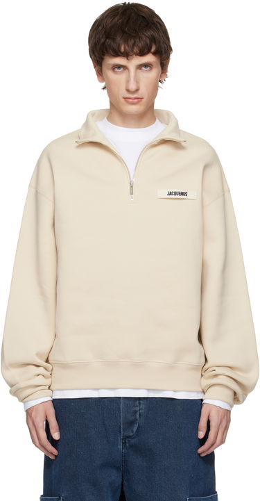 Mikina Jacquemus The Gros Grain Zipped-Rollneck Sweatshirt Béžová | 25ESSM00313AJ00174, 0