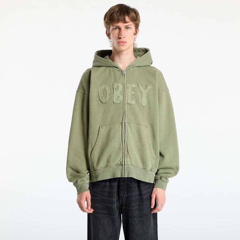 Mikina OBEY OBEY Hybrid Faded Zip Hoodie Zelené | 112460032-DLN