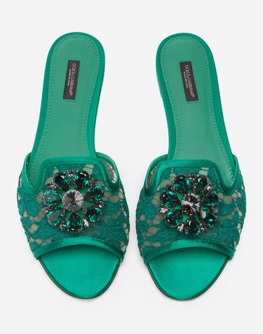 Tenisky a topánky Dolce & Gabbana Lace Crystal Slides Zelené | CQ0023AL1988M072, 3