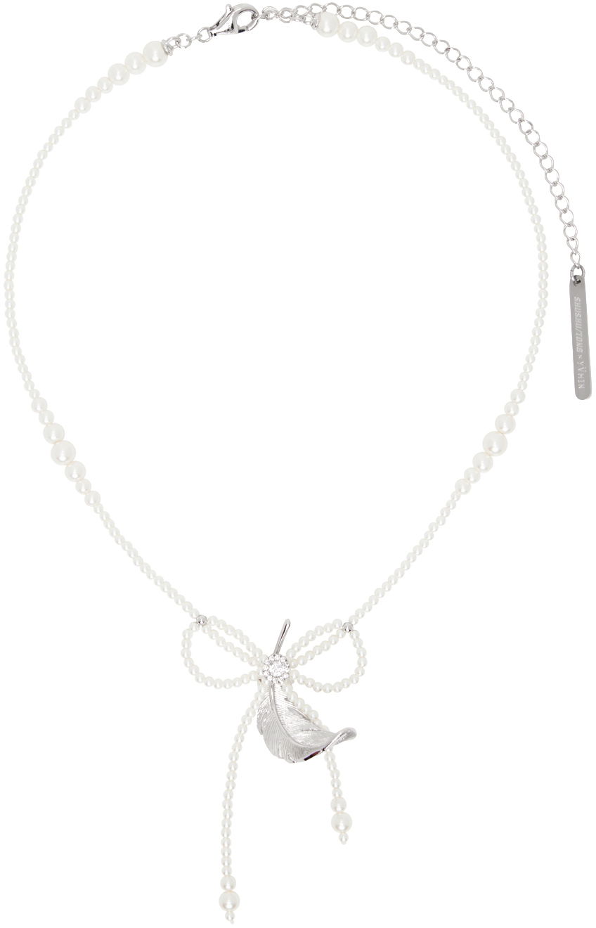Náhrdelník SHUSHU/TONG YVMIN Edition Pearl Tassel Feather Necklace Biela | 24829SLV00NN, 0