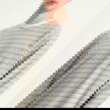 Tričko BEAMS Beams Plus Long Sleeve Striped Pocket Tee Béžová | 3814-0087-048-05, 5