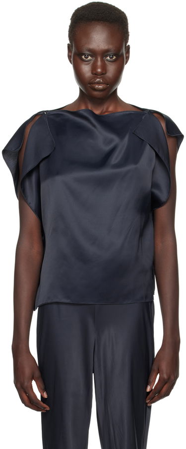 Tielko Baserange Baserange Clavo Satin Blouse Navy | TOCLA-VI-WI24, 0