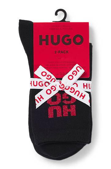 Ponožky BOSS Two-pack of short-length socks with sparkly logos Čierna | 50524283, 1