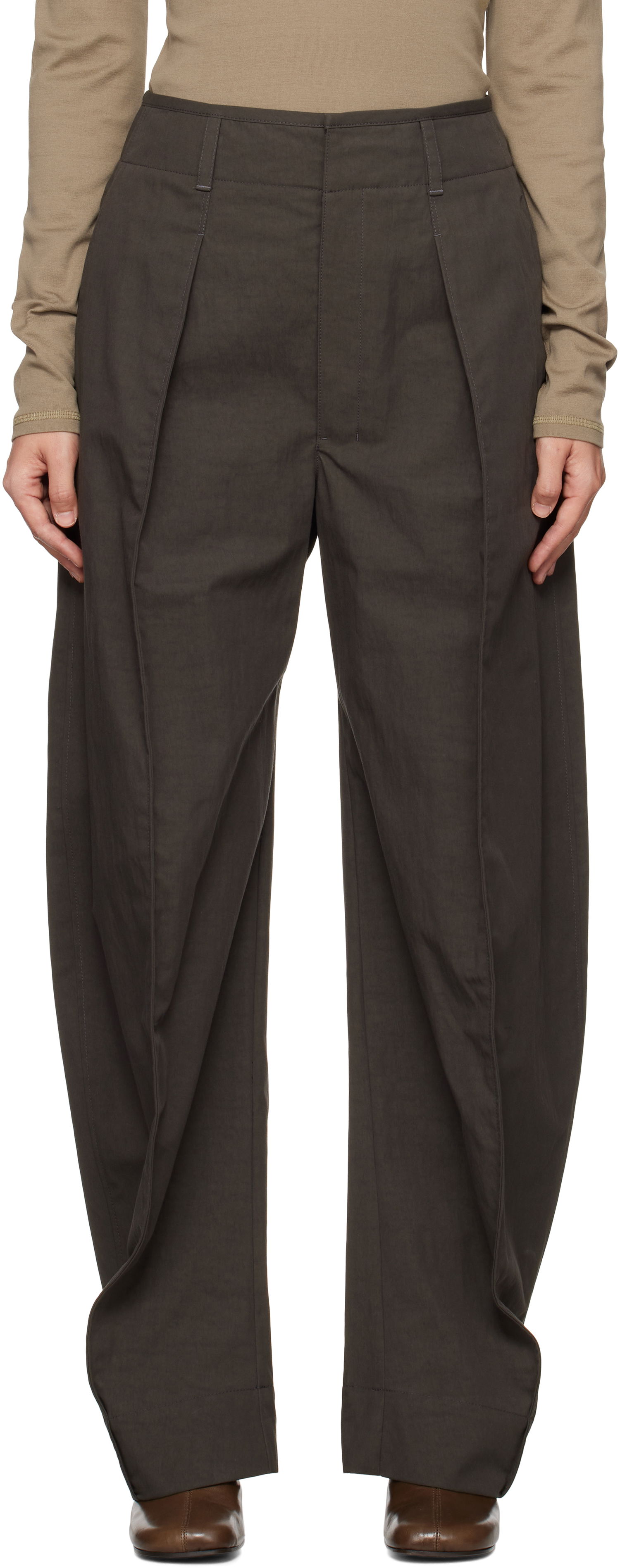 Nohavice LEMAIRE Curved Volume Trousers Zelené | PA1165 LF1228, 0