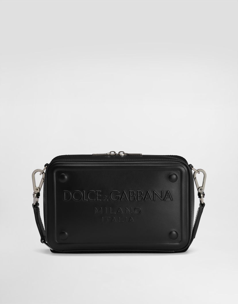 Taška cez rameno Dolce & Gabbana Calfskin Crossbody Bag With Raised Logo Čierna | BM7329AG21880999