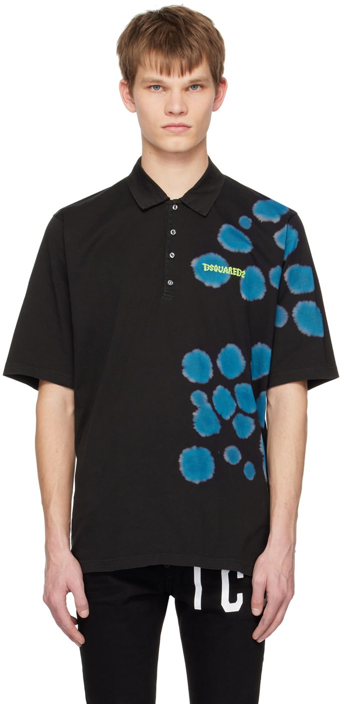 Polo tričko DSQUARED2 Tie & Dyed Skater Polo Čierna | S74GL0068_S22427, 0