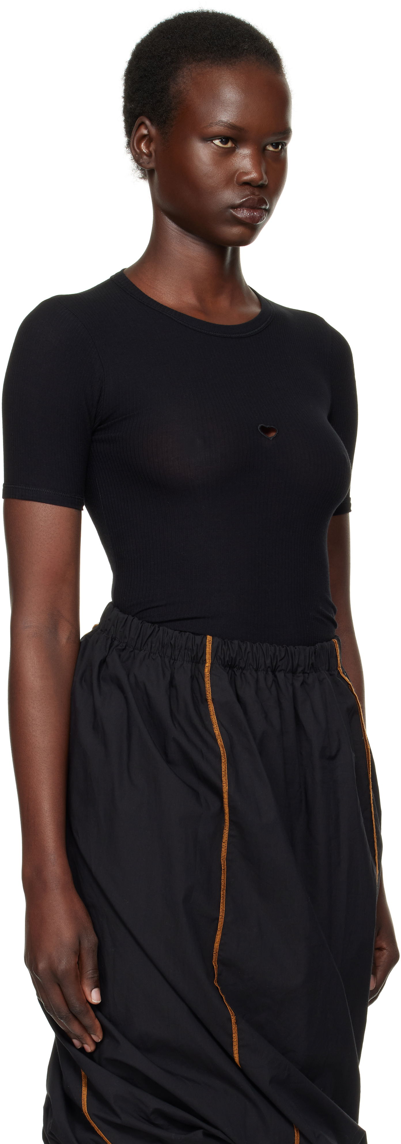 Tričko Baserange Heart Cutout Ribbed T-Shirt Čierna | TOHS-RB-000, 1