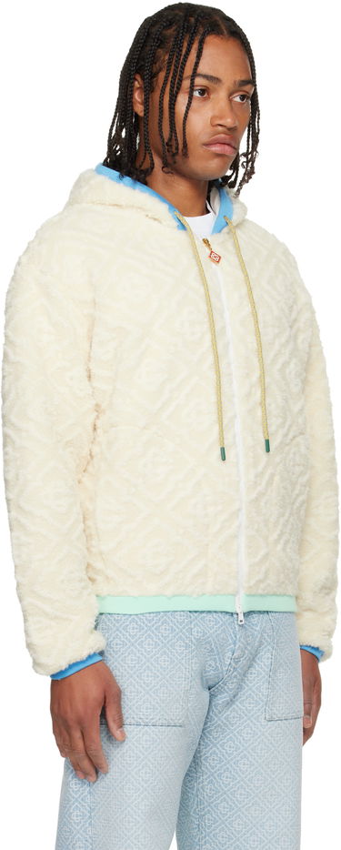 Bunda Casablanca Monogram Fleece Hooded Jacket Biela | MPF25-JTP-373-01, 3