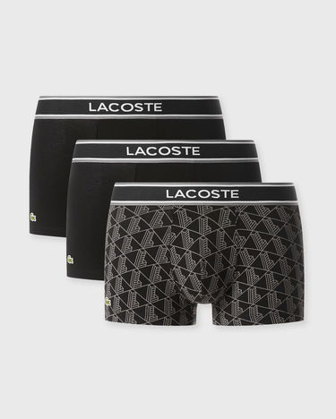 Boxerky Lacoste Pack of 3 Patterned and Plain Elastic Waistband Trunks Čierna | 5H4970-031, 0